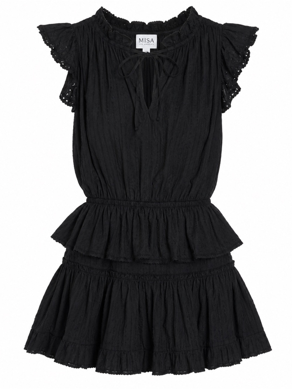 Misa Los Angeles Lilian Eyelet Mini black 100% cotton dress size S